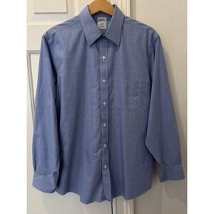 Brooks Brothers 1818 Regent Dress Shirt Mens 15.5 32/33 Blue Glen Plaid Non-Iron